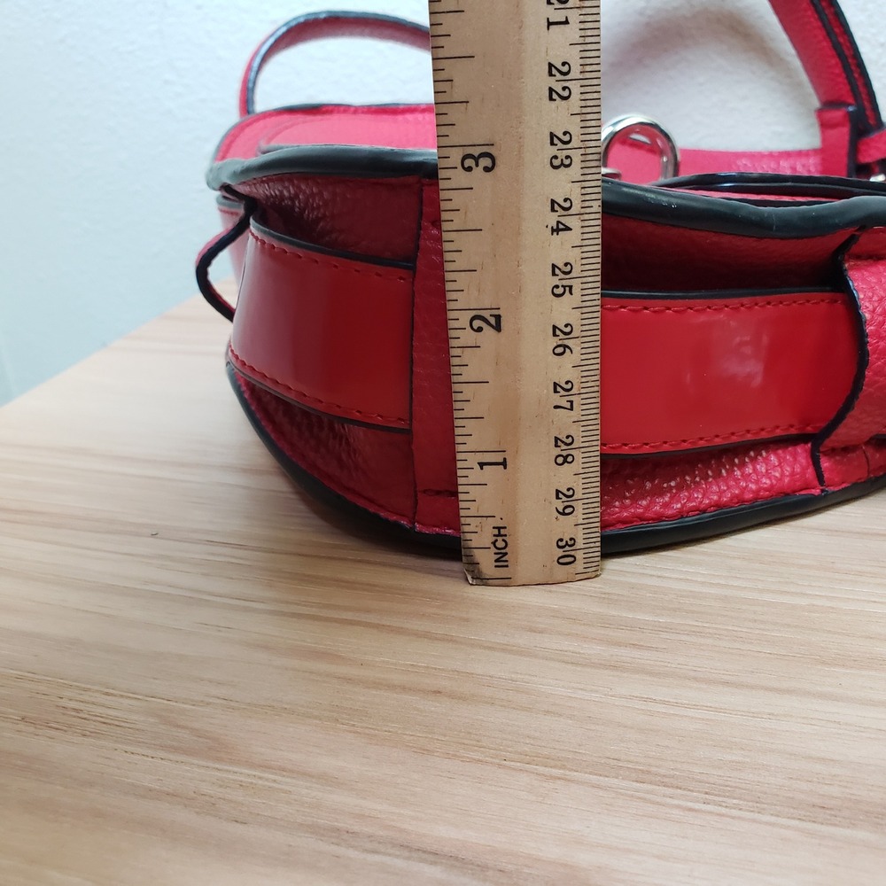 Steve Madden Padlock Structured Crossbody Purse Bag Red Faux Leather City Chic - Picture 13 of 13